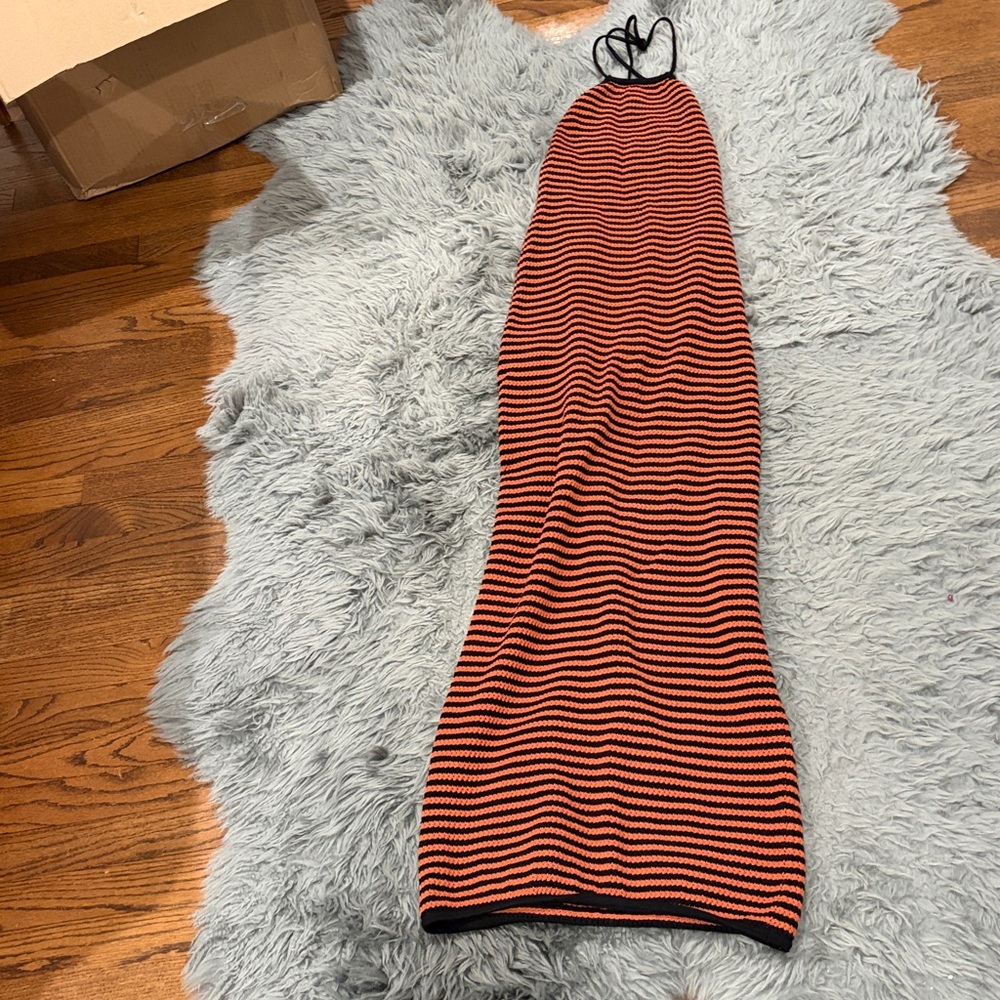 Ronny Kobo Collection Black and Orange Backless Dress - Picture 3 of 5